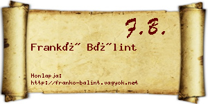 Frankó Bálint névjegykártya