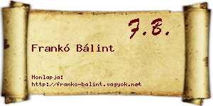 Frankó Bálint névjegykártya