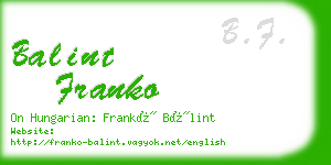 balint franko business card