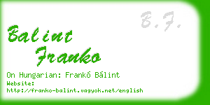 balint franko business card